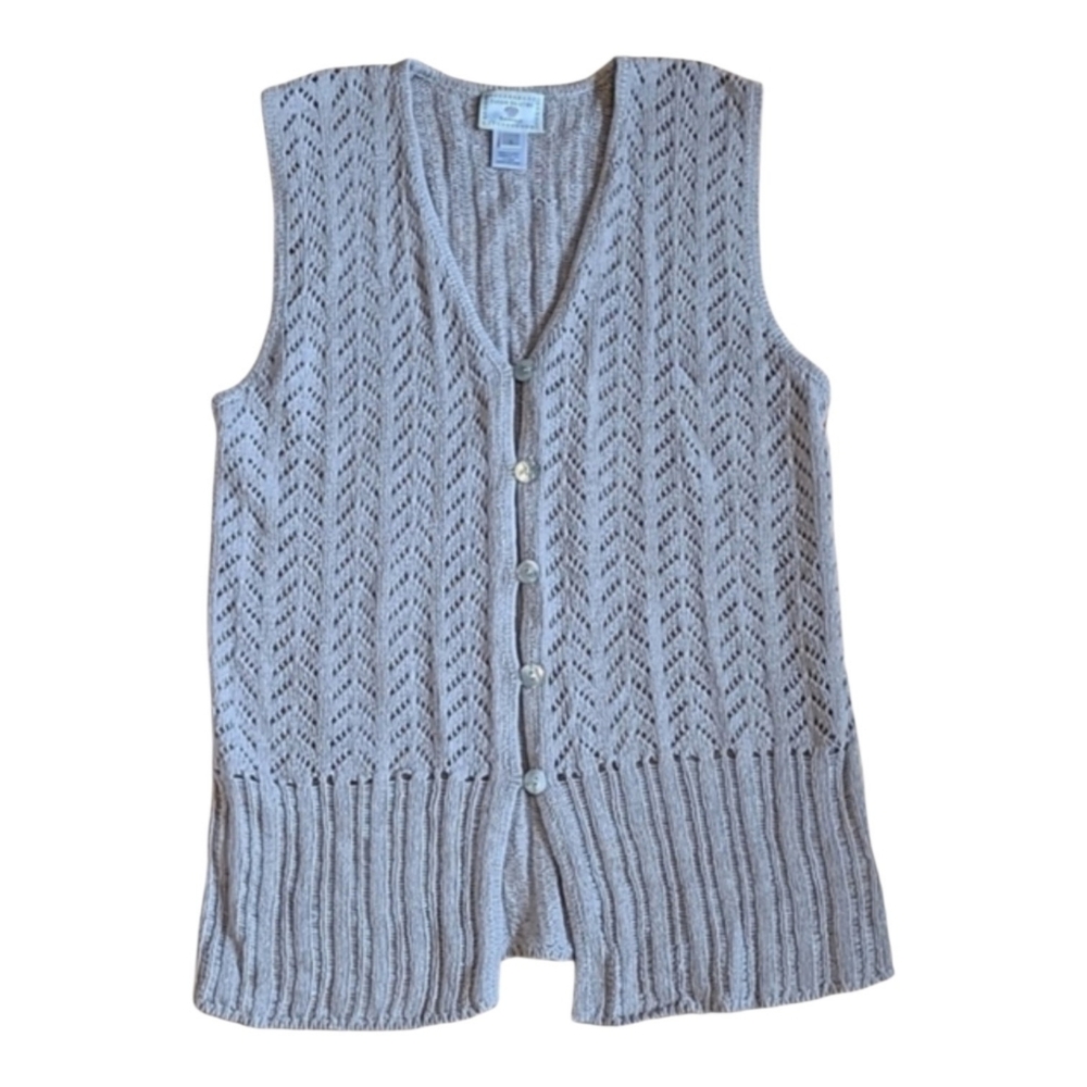 NWOT Linen Cotton Blend Mother-of-pearl Buttons Sweater Vest Vintage Deadstock